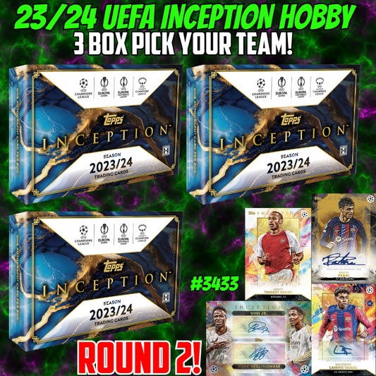 Break 3433 - 23/24 Topps UEFA Inception - 3 Box - Pick Your Team ROUND 2