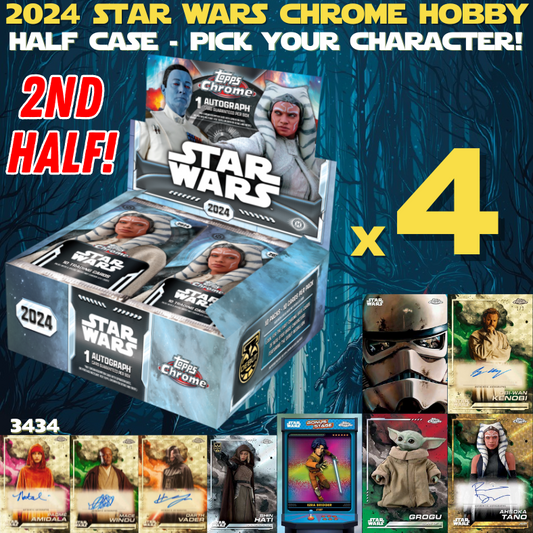 Break 3434 - NEW 2024 Star Wars Chrome Hobby 4 Box HALF CASE - Pick Your Character!