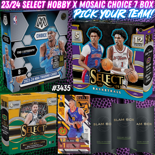 Break 3435 - NBA 23/24 Select Hobby x Mosaic Choice 7 Box Mega Mixer - Pick Your Team!