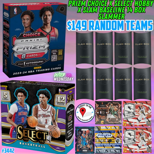 Break 3442 - NBA Dual Year Select Hobby x Prizm Choice x Slam Baseline 14 Box MONSTER MIXER - $149 Random Teams!