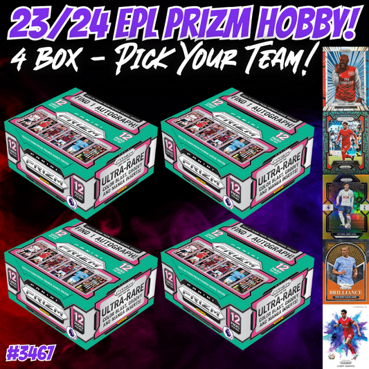 Break 3467 - 23/24 EPL Prizm HOBBY - 4 Box - Pick Your Team!