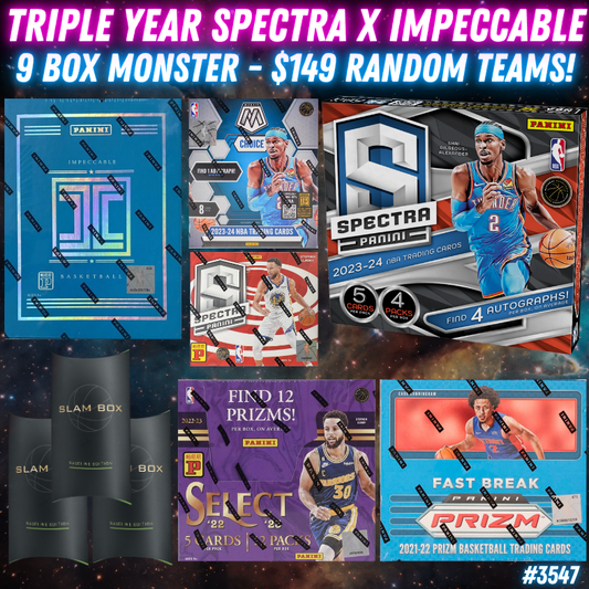 Break 3547 - NBA Triple Year Impeccable x Spectra 9 Box MONSTER - $149 Random Teams!