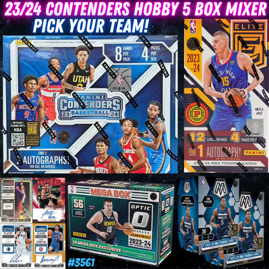 Break 3561 - NBA 23/24 Contenders Hobby 5 Box Monday Mixer - Pick your Team!