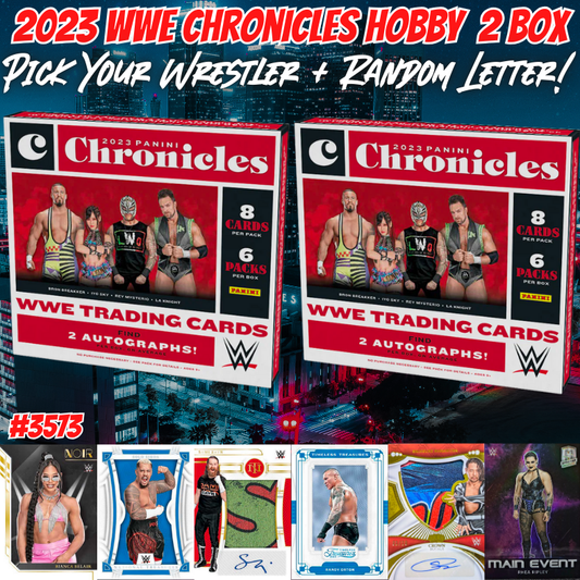 Break 3573 - 2023 WWE Chronicles Hobby 2 Box - Pick Your Team + Random Letter!