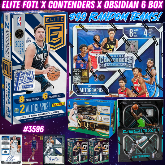 Break 3596 - NBA Dual Year Elite FOTL x Contenders x Obsidian Hobby 6 Box - $99 Random Teams!