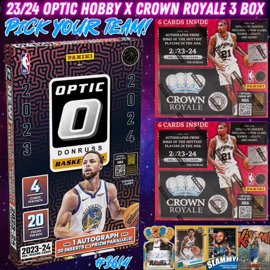 Break 3614 - NBA 23/24 Optic Hobby x Crown Royale Int. Hobby 3 Box - Pick Your Team!
