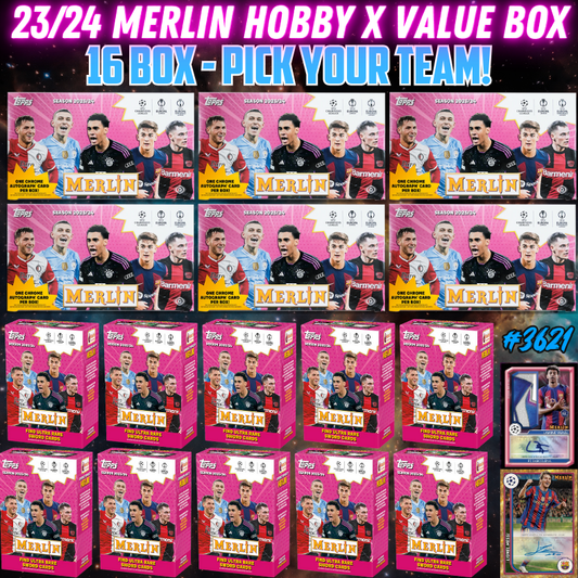 Break 3621 - 23/24 Topps UCC Merlin Hobby x Value 16 Box - Pick Your Team/Player!