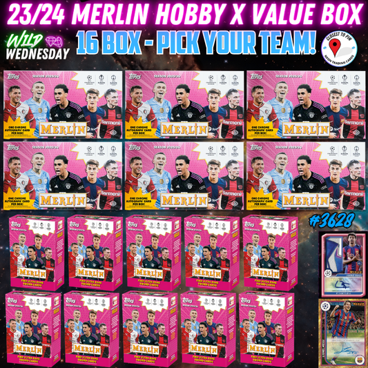 Break 3628 - 23/24 Topps UEFA Club Comp. Merlin Hobby x Value 16 Box Mixer - Pick Your Team