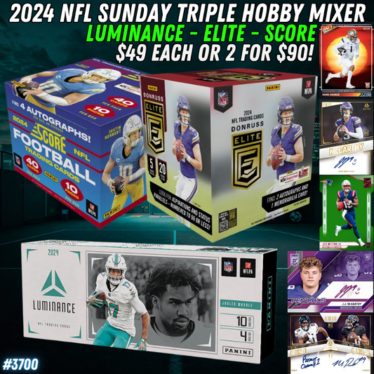 Break 3700 - 2024 NFL Sunday Triple Hobby Mixer ft NEW Elite - Random Teams!
