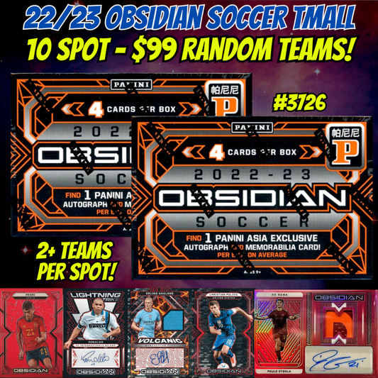 Break 3721 - 22/23 Obsidian Tmall 2 Box -  10 Spot - $99 Random Teams!