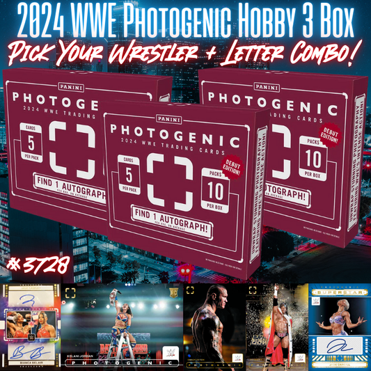 Break 3728 - 2024 WWE Photogenic 3 Box - Pick Your Superstar + Random Letter!