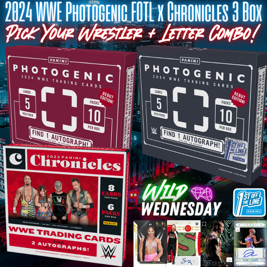 Break 3732 - Dual Year WWE Photogenic FOTL x Chronicles 3 Box - Pick Your Superstar & Letter Combo!