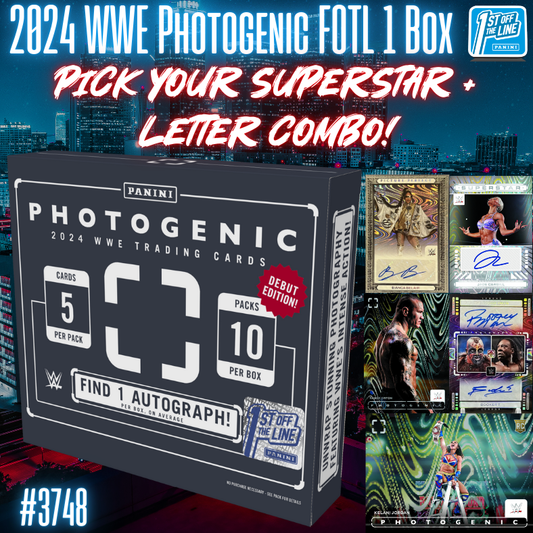 Break 3748 - 2024 WWE Photogenic FOTL - Pick Your Superstar & Letter Combo!