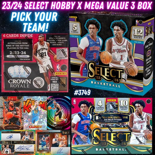 Break 3749 - NBA 23/24 Select Hobby x Crown Royale 3 Box - Pick Your Team!
