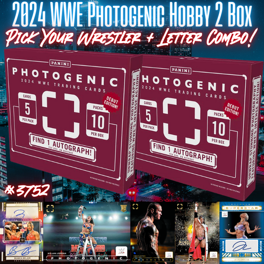 Break 3752 - 2024 WWE Photogenic Hobby 2 Box - Pick Your Superstar + Letter Combo!