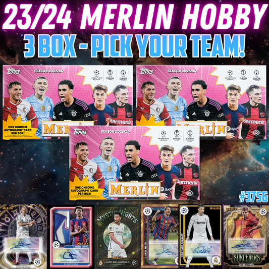 Break 3756 - 23/24 UEFA Club Comp Merlin HOBBY - 3 Box - Pick Your Team!