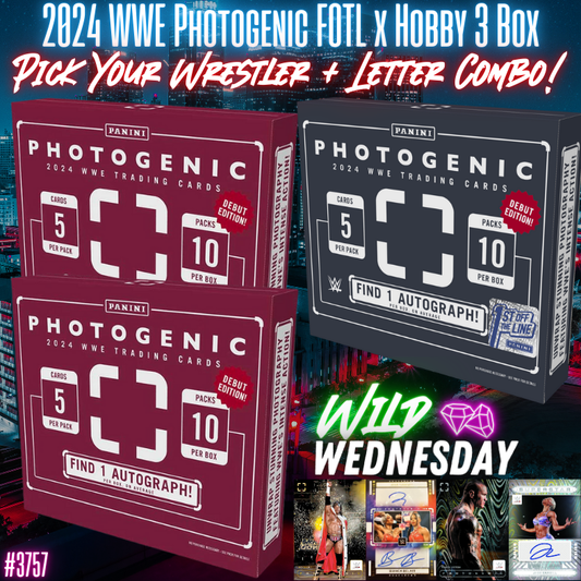 Break 3757 - 2024 WWE Photogenc FOTL x Hobby 3 Box Finale - Pick Your Superstar & Letter Combo!