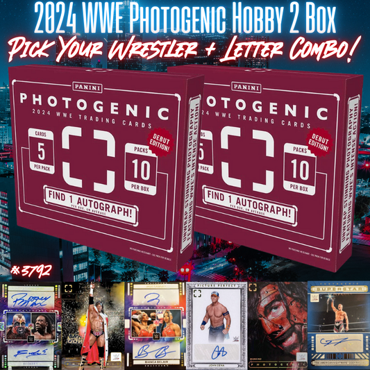 Break 3792 - 2024 WWE Photogenic Hobby 2 Box - Pick Your Superstar & Letter Combo!