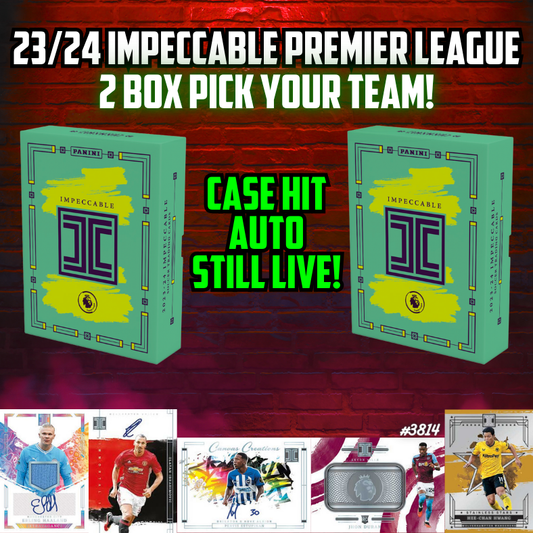 Break 3814 - 23/24 Panini EPL Impeccable Hobby - 2 Box - Pick Your Team!