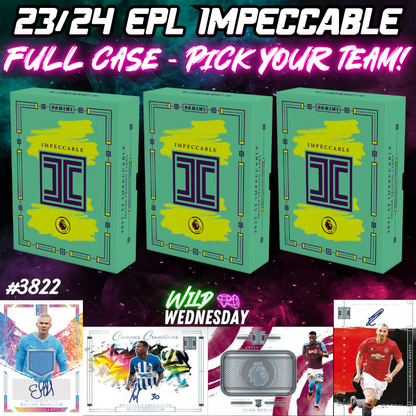 Break 3823 - 23/24 EPL Impeccable Hobby 3 Box FULL CASE - Pick Your Team/Player!