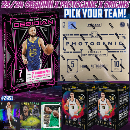Break 2951 - NBA 23/24 Obsidian x Photogenic x Origins 4 Box - Pick Your Team!