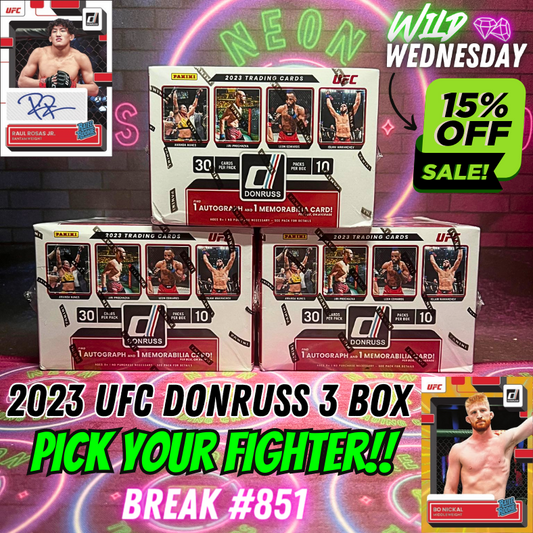 Break 851 - 2023 UFC Donruss Hobby - 3 Box Pick Your Fighter/Weightclass!!