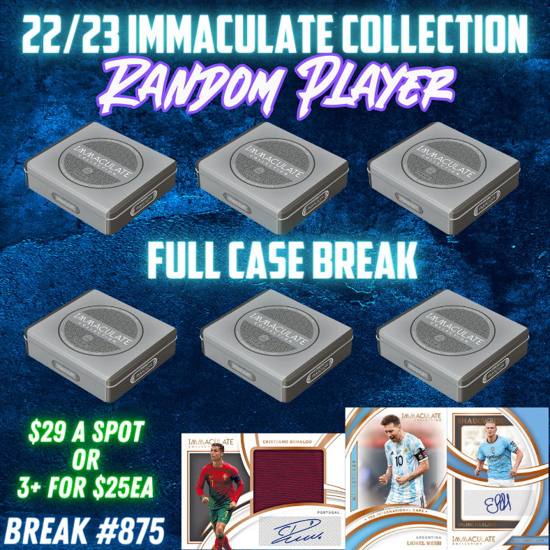 Break 875 - 22/23 Immaculate Soccer Collection - FULL CASE - 6 Boxes - Random Player - Product DEBUT!