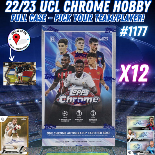 Break 1177 – Tino’s Going Away Party - 22/23 Topps Chrome UEFA Club Comp Hobby FULL CASE – 12 Boxes – Pick Your Team + Giveaways!