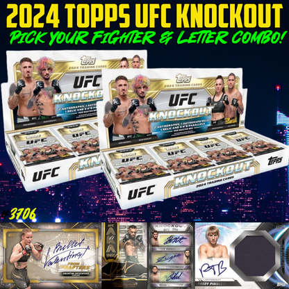 Break 3706 - 2024 UFC Knockout Hobby 2 Box - Pick Your Fighter & Letter Combo!