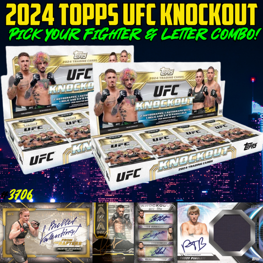 Break 3706 - 2024 UFC Knockout Hobby 2 Box - Pick Your Fighter & Letter Combo!