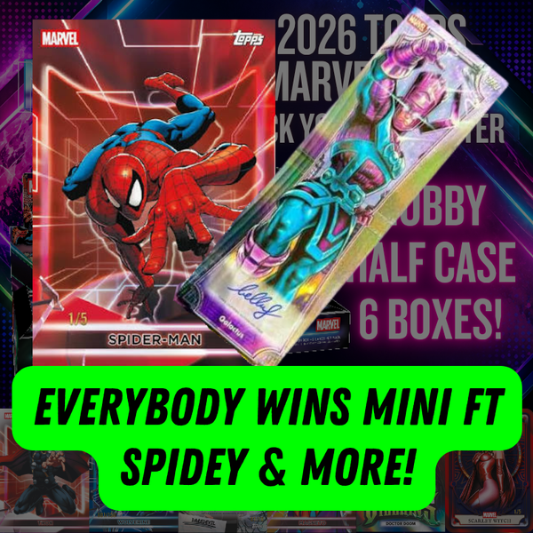 EVERYBODY WINS mini ft SPIDEY & more in Break 5736 - 2026 Marvel Neon Hobby HALF CASE - Pick Your Character!