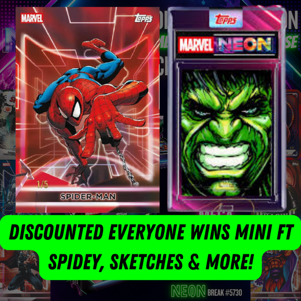 Discounted EVERYONE WINS Mini ft Spidey, Sketches & More in Break 5730 - 2026 MARVEL NEON Hobby x Mega - DOUBLE Half Case - PYT! ROUND 2!
