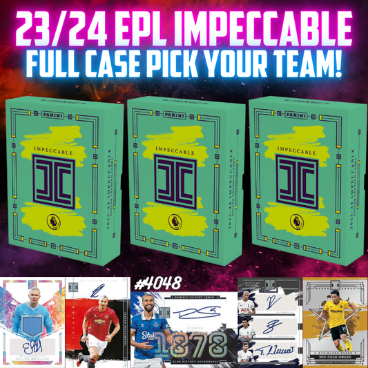 Break 4038 - 23/24 Impeccable Soccer Hobby - Full Case - Pick Your Team