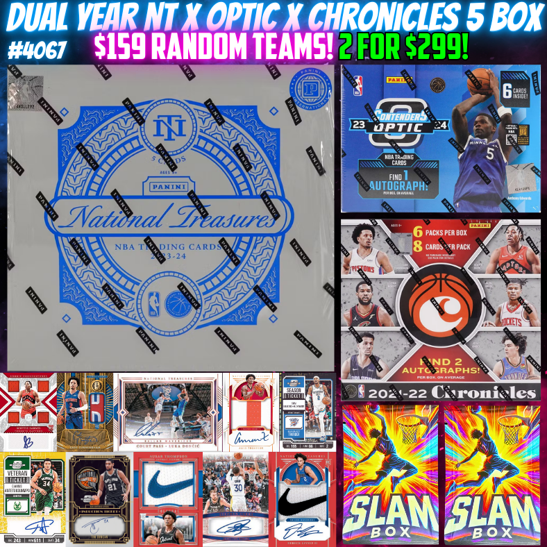 Break 4067 - NBA Dual Year National Treasures Int. x Optic Contenders 5 Box BANGER - $159 Random Teams!