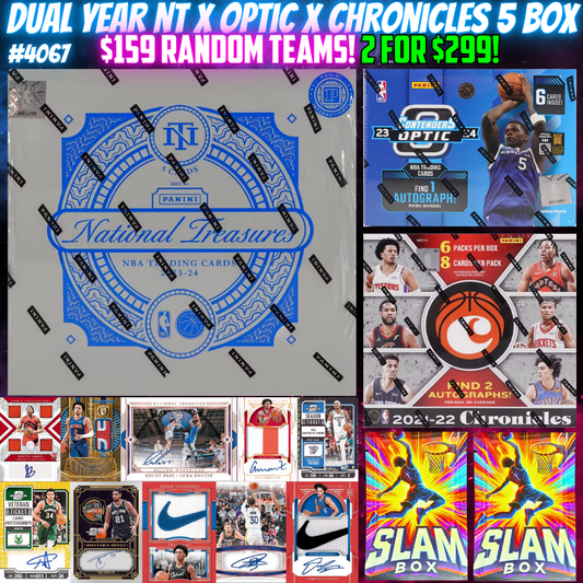 Break 4067 - NBA Dual Year National Treasures Int. x Optic Contenders 5 Box BANGER - $159 Random Teams!