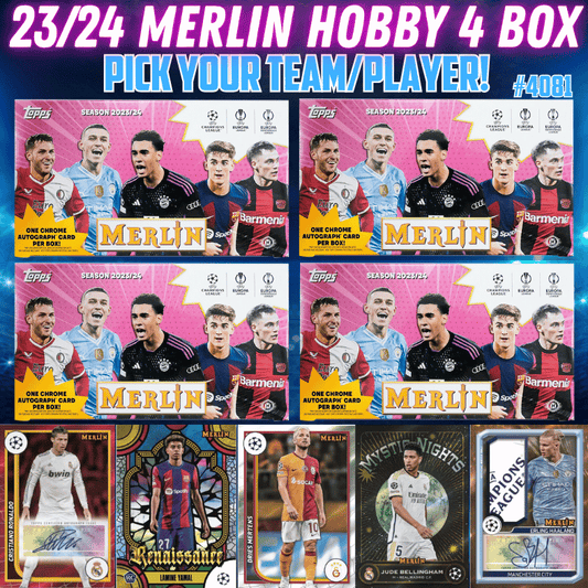 Break 4081 - 23/24 Topps Merlin UEFA Club Comp Hobby - 4 Box - Pick Your Team!