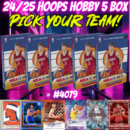 Break 4079 - NEW NBA 24/25 Hoops Hobby 5 Box - Pick Your Team!