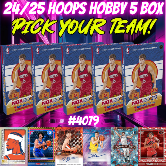 Break 4079 - NEW NBA 24/25 Hoops Hobby 5 Box - Pick Your Team!