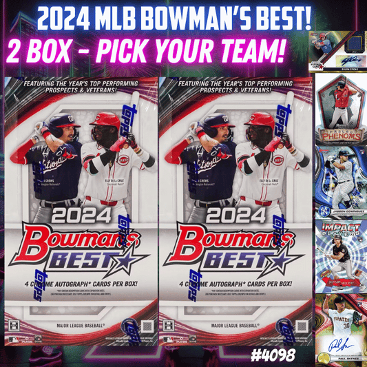 Break 4098 - 2024 MLB Bowman Best Hobby - 2 Box - 8 Autos! - Pick Your Team
