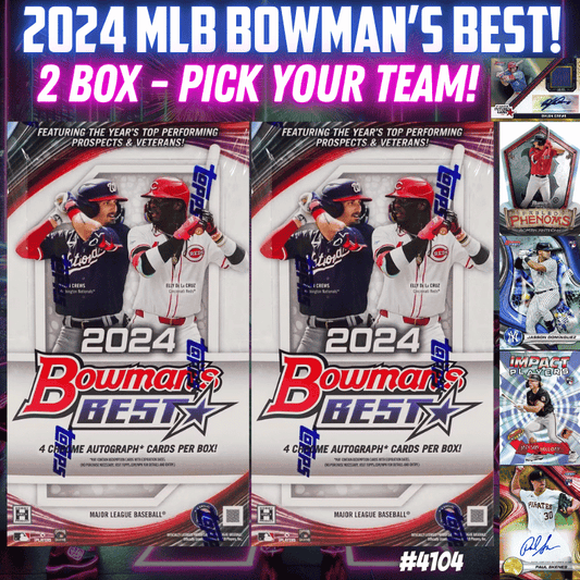 Break 4104 - 2024 MLB Bowman Best Hobby - 2 Box - 8 Autos! - Pick Your Team