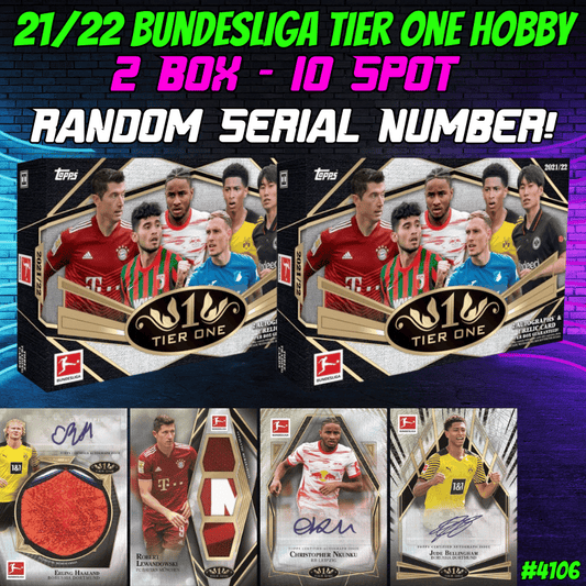 Break 4106 - 21/22 Bundesliga Tier One Hobby - 2 Box - 10 Spot Random Serial Number!
