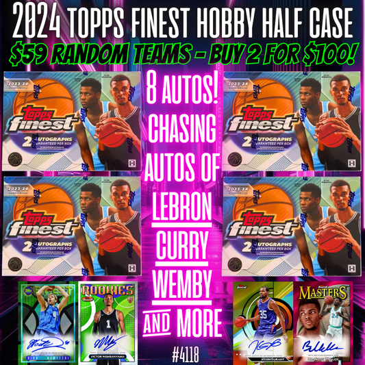 Break 4118 - NBA 23/24 Topps Finest Hobby HALF CASE Random Teams - 8 Autos!