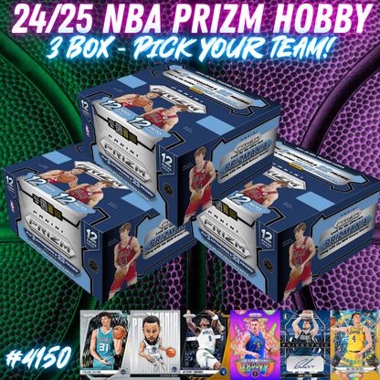 Break 4150 - NBA 24/25 Prizm Hobby 3 BOX - Pick Your Team/Player!