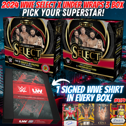 Break 4179 - 2024 WWE Select Hobby x Under Wraps 3 Box - Pick Your Superstar!