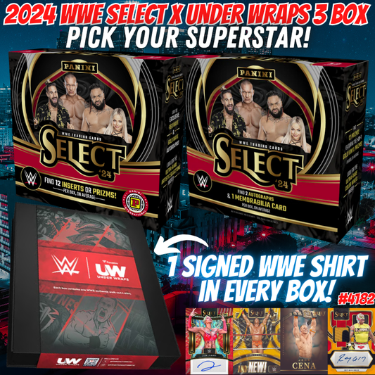Break 4182 - 2024 WWE Select Hobby x Under Wraps 3 Box - Pick Your Superstar!