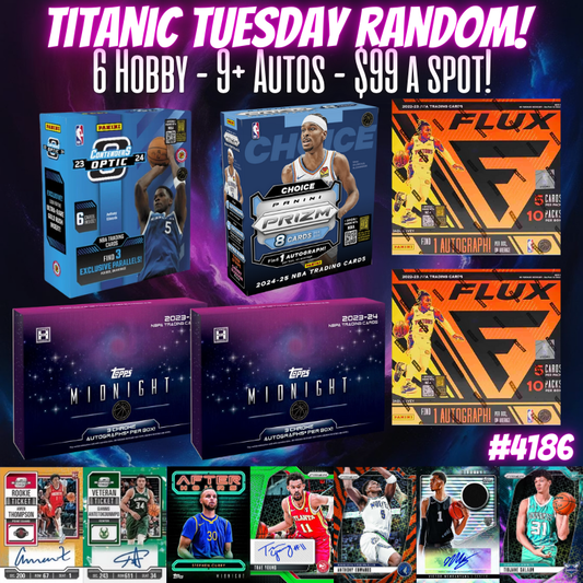 Break 4186 - NBA Tuesday Titan Random Teams - 6 Hobby Boxes - 9+ Autos!