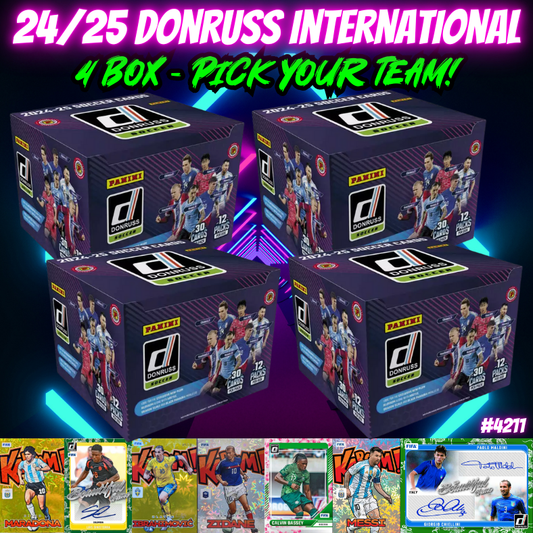 Break 4211 - 24/25 Donruss Soccer Int. Hobby 4 Box - Pick Your Team!
