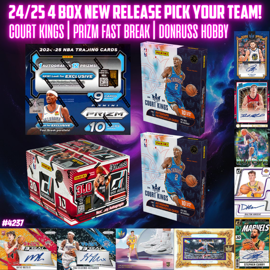 Break 4237 - 24/25 NBA 4 Box Court Kings x Prizm Fast x Donruss Hobby - Pick Your Team!