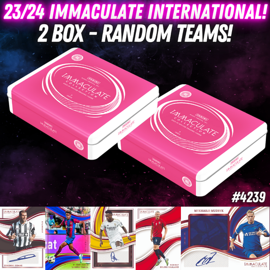 Break 4239 - 23/24 Immaculate Soccer Int. Hobby - 2 Box - Random Teams!