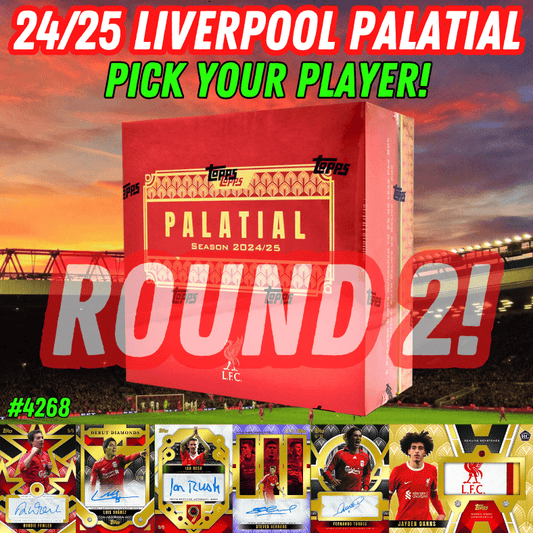 Break 4268 - 24/25 Topps Palatial Liverpool - Pick Your Player - High-End - 5 Encased Cards Per Box! Round 2!